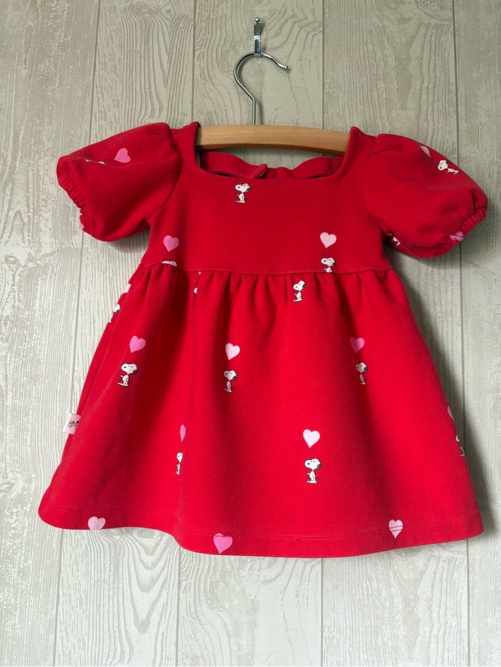 Janie and Jack Red Snoopy Peanuts Puff Dress